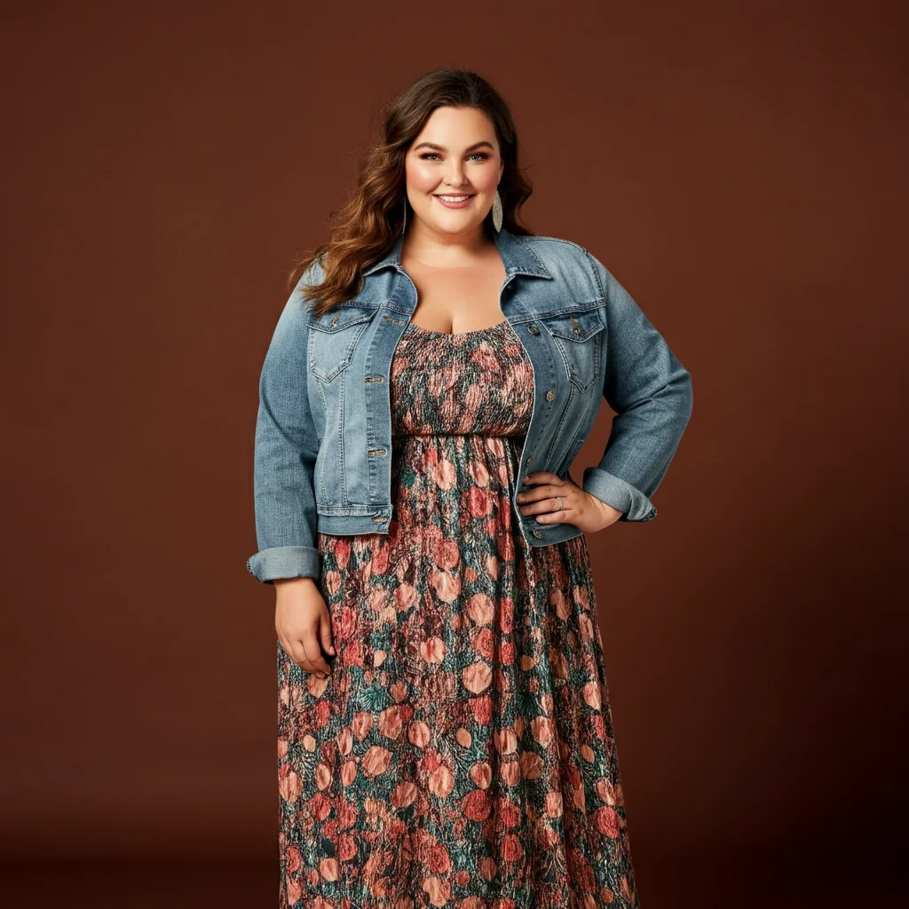 Flowy Dress & Denim Jacket