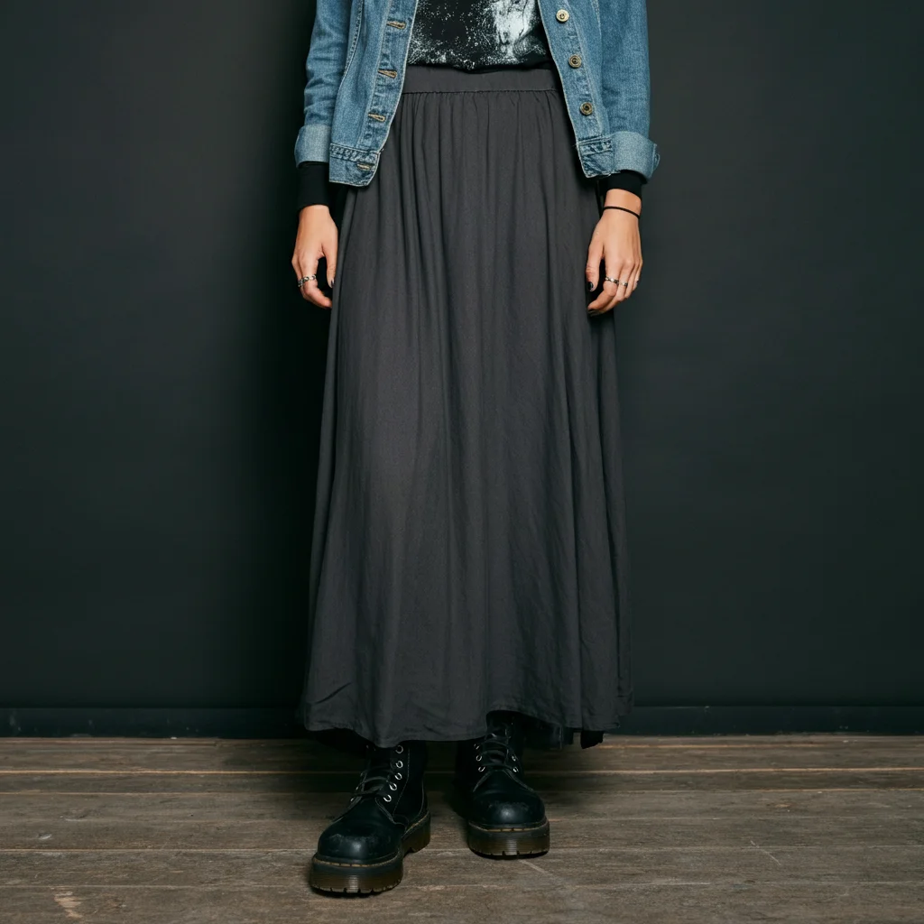 Maxi Skirt with combat boots