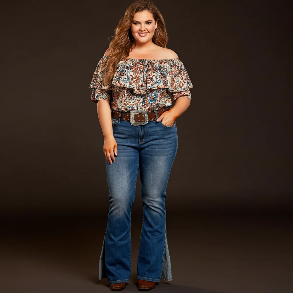 Off-Shoulder Top & Bootcut Jeans