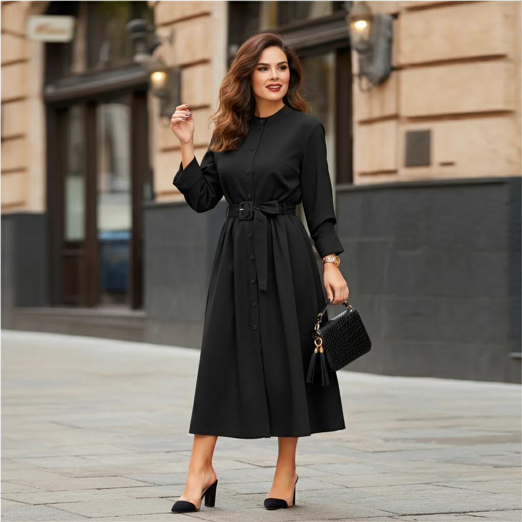 Belted Waist With Black Dress