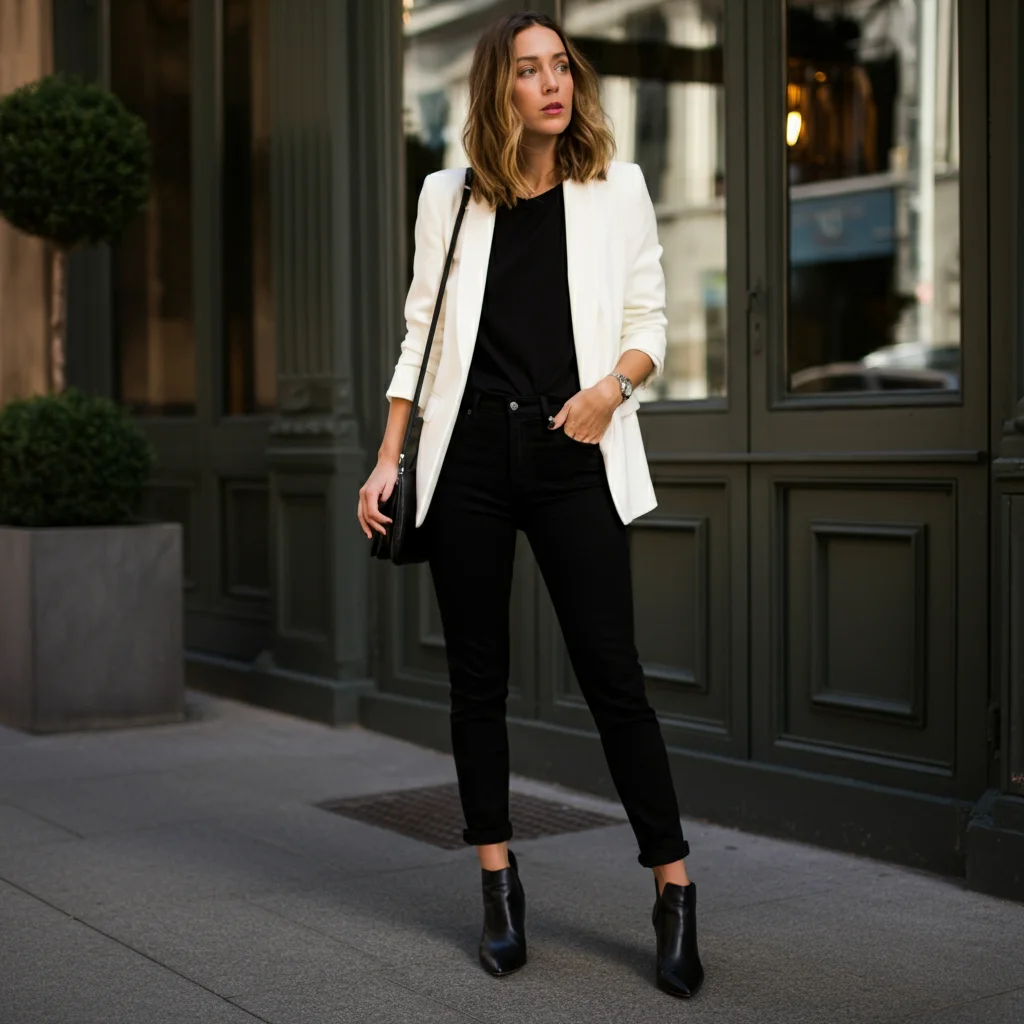 Black Jeans with a White Blazer