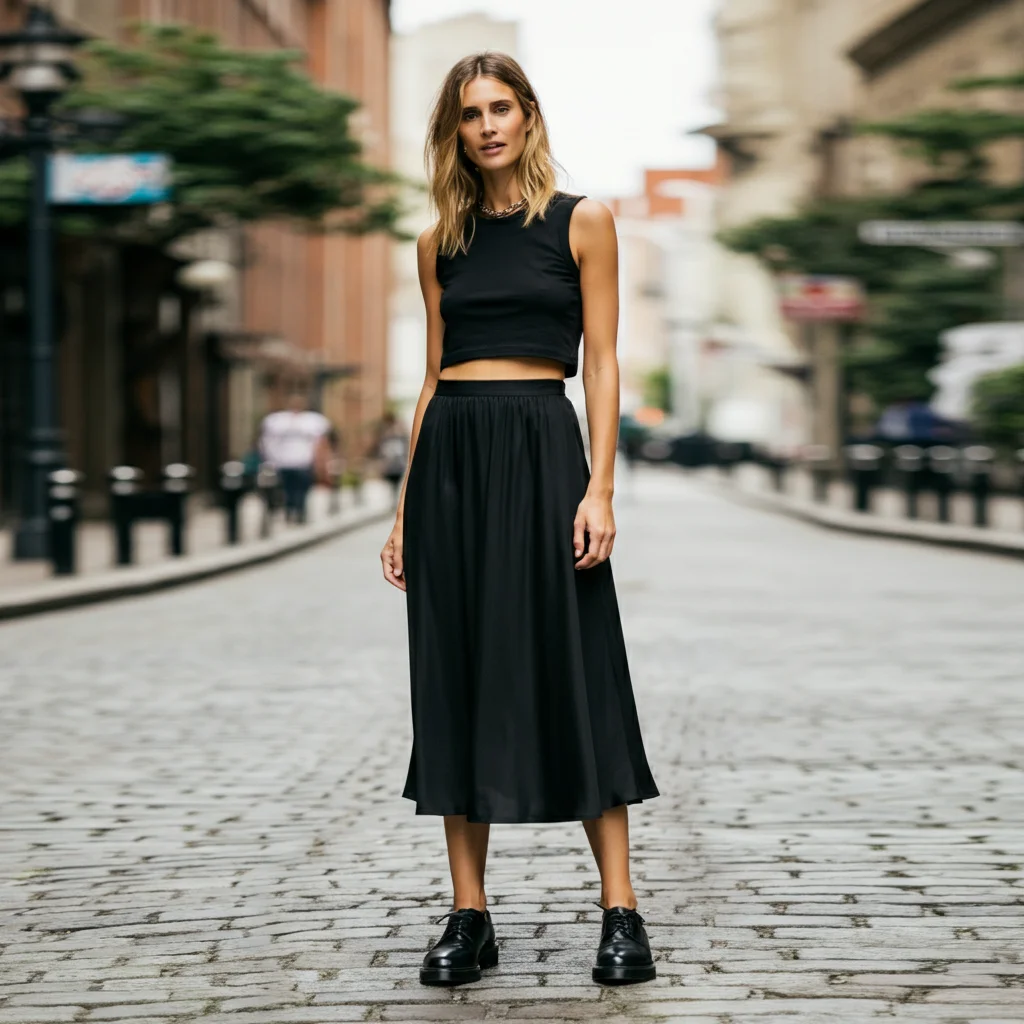 Black Skirt and a Crop Top