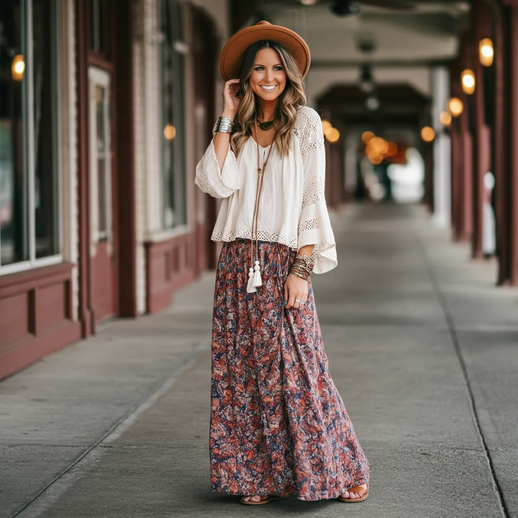 Boho Blouse With Maxi Skirt