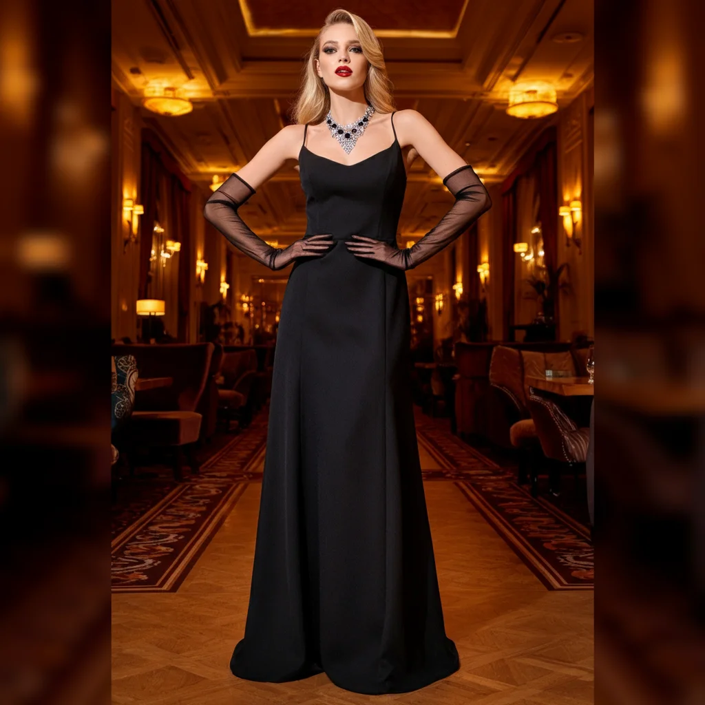 Cocktail Dress with Opera Gloves