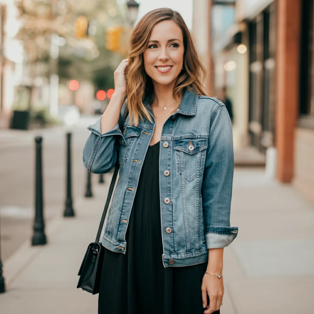 Denim Jacket With Black Dress