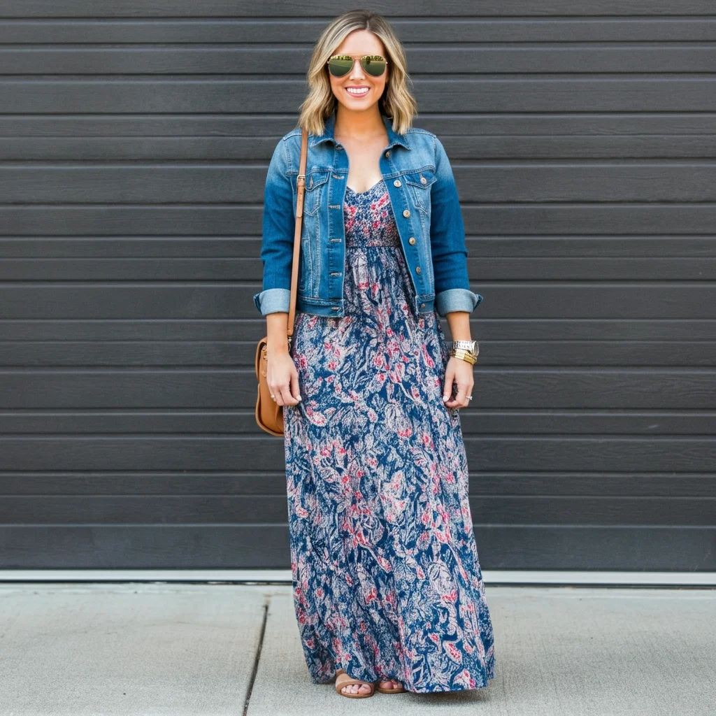 Denim Jacket and Maxi Dress