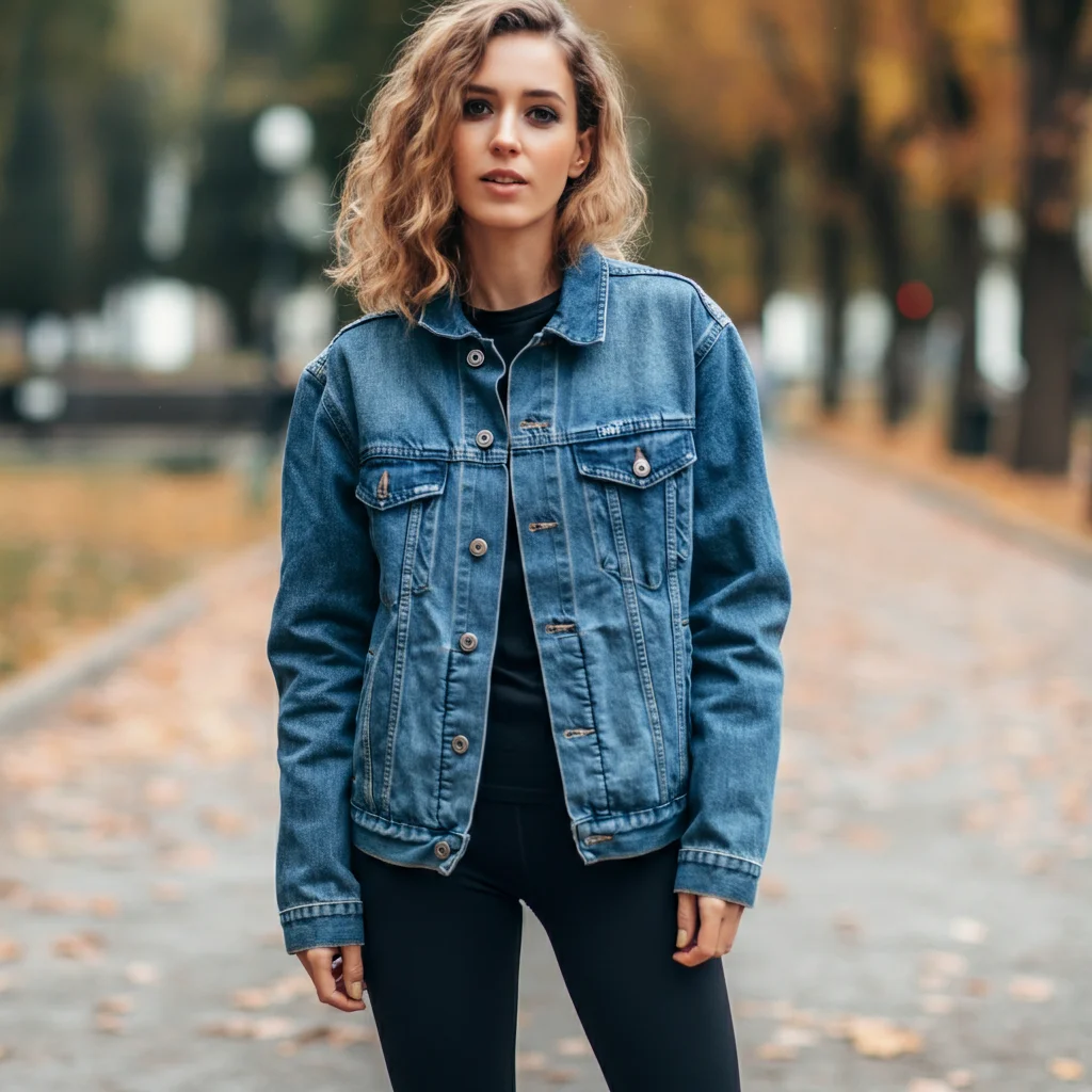 Denim Jacket with Black Leggings