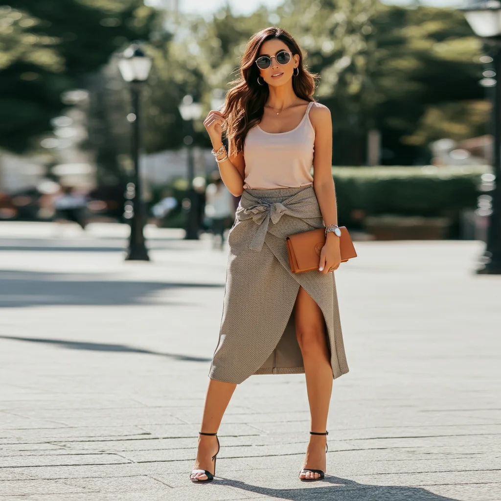 Fitted Tank Top with Tucked-in Skort