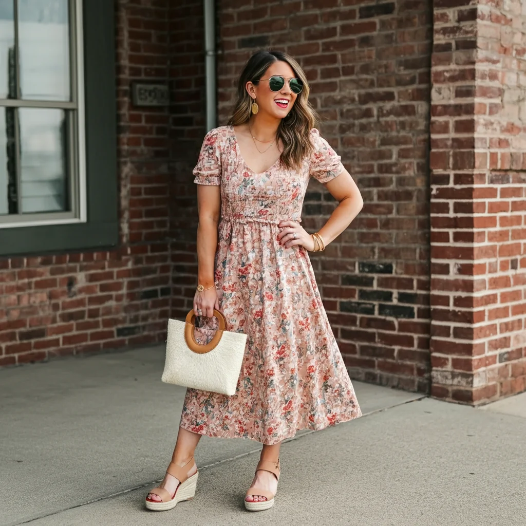 Floral Sundress With Wedges