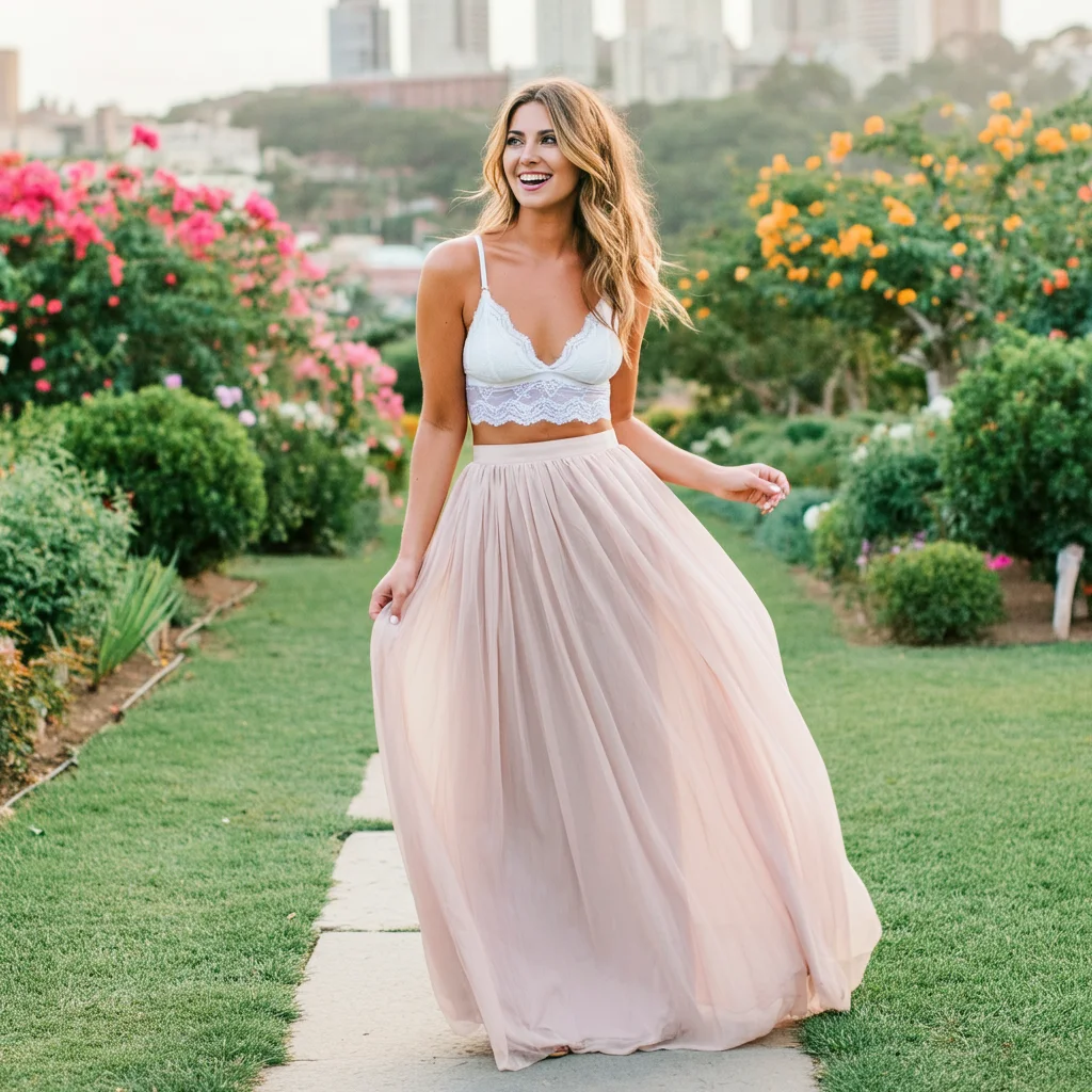 Flowy Maxi Skirt with Lace Bralette