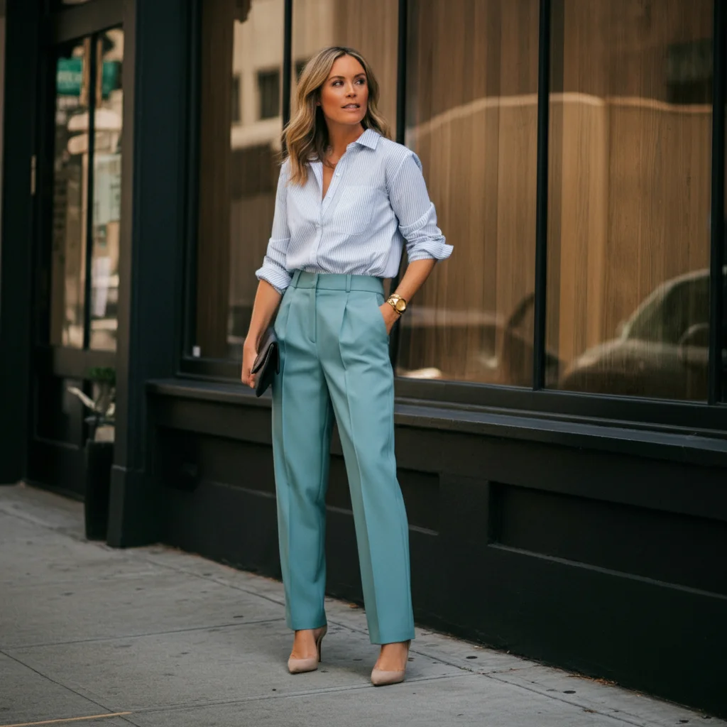 Layered Button-Up with Straight Pants