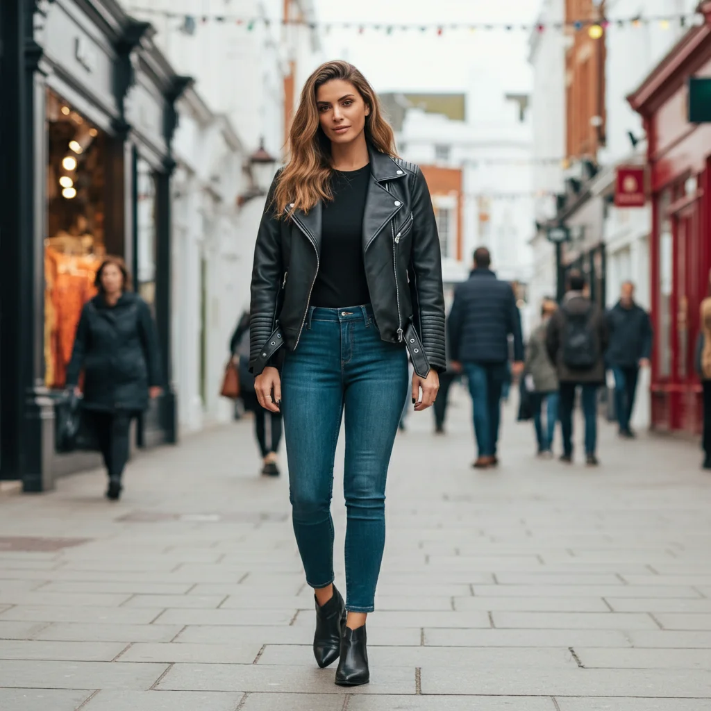 Leather Jacket with Skinny Jeans