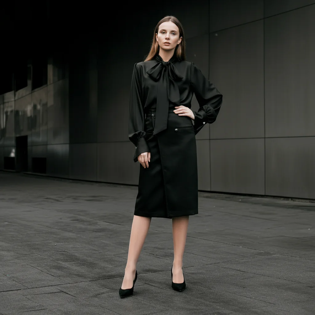 Monochrome Skort with a Matching Blouse