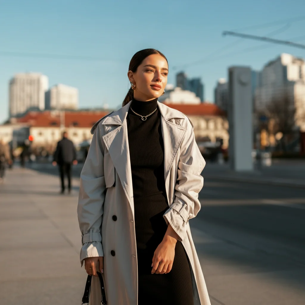 Trench Coat With Black Dress