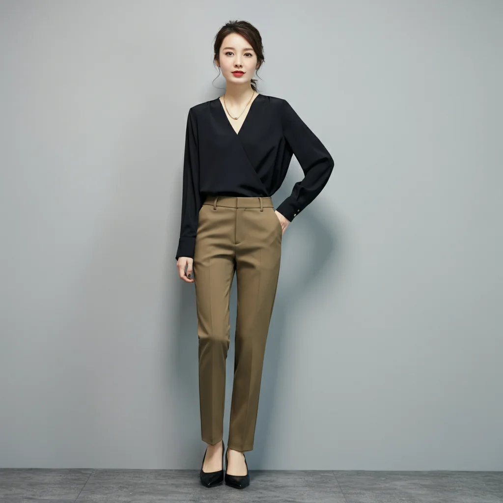 V-Neck Blouse and Straight-Leg Pants