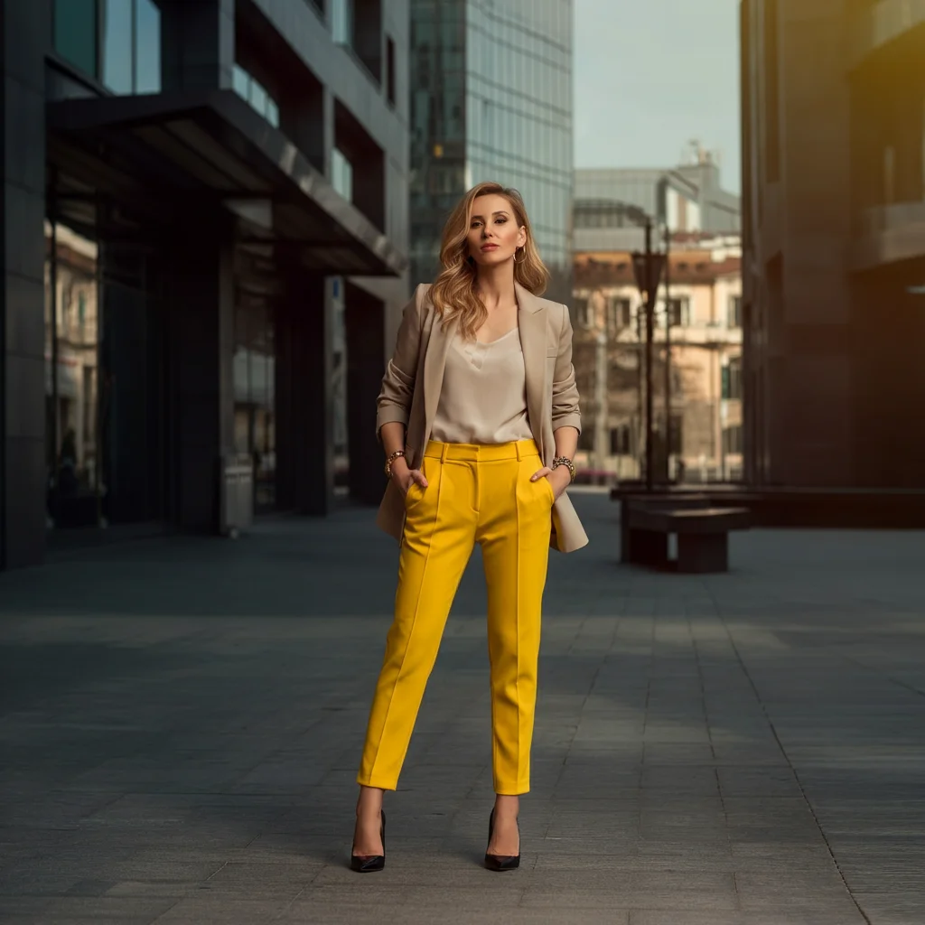 Yellow Pants and Neutral Blazer