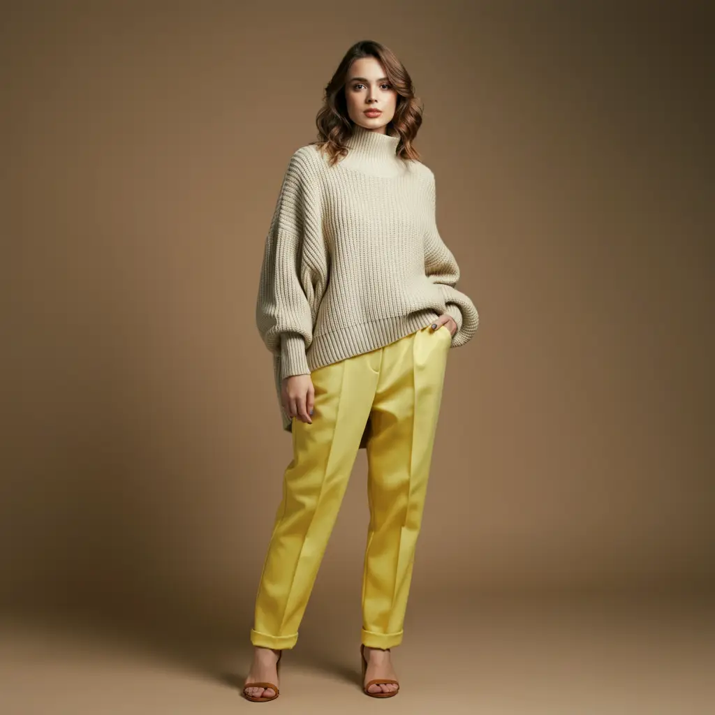 Yellow Pants and Oversized Sweater