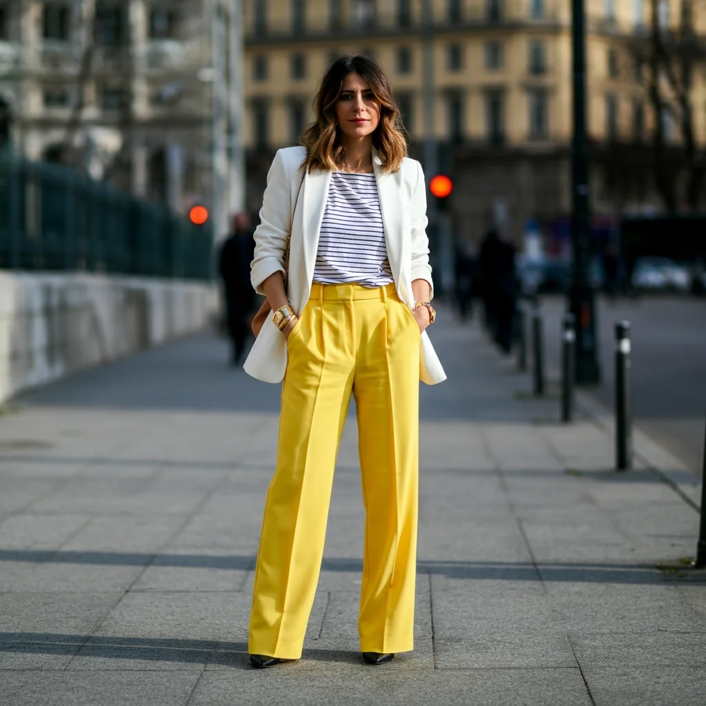 Yellow Pants and White Blazer