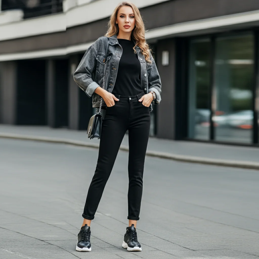 Black Jeans with Denim Jacket