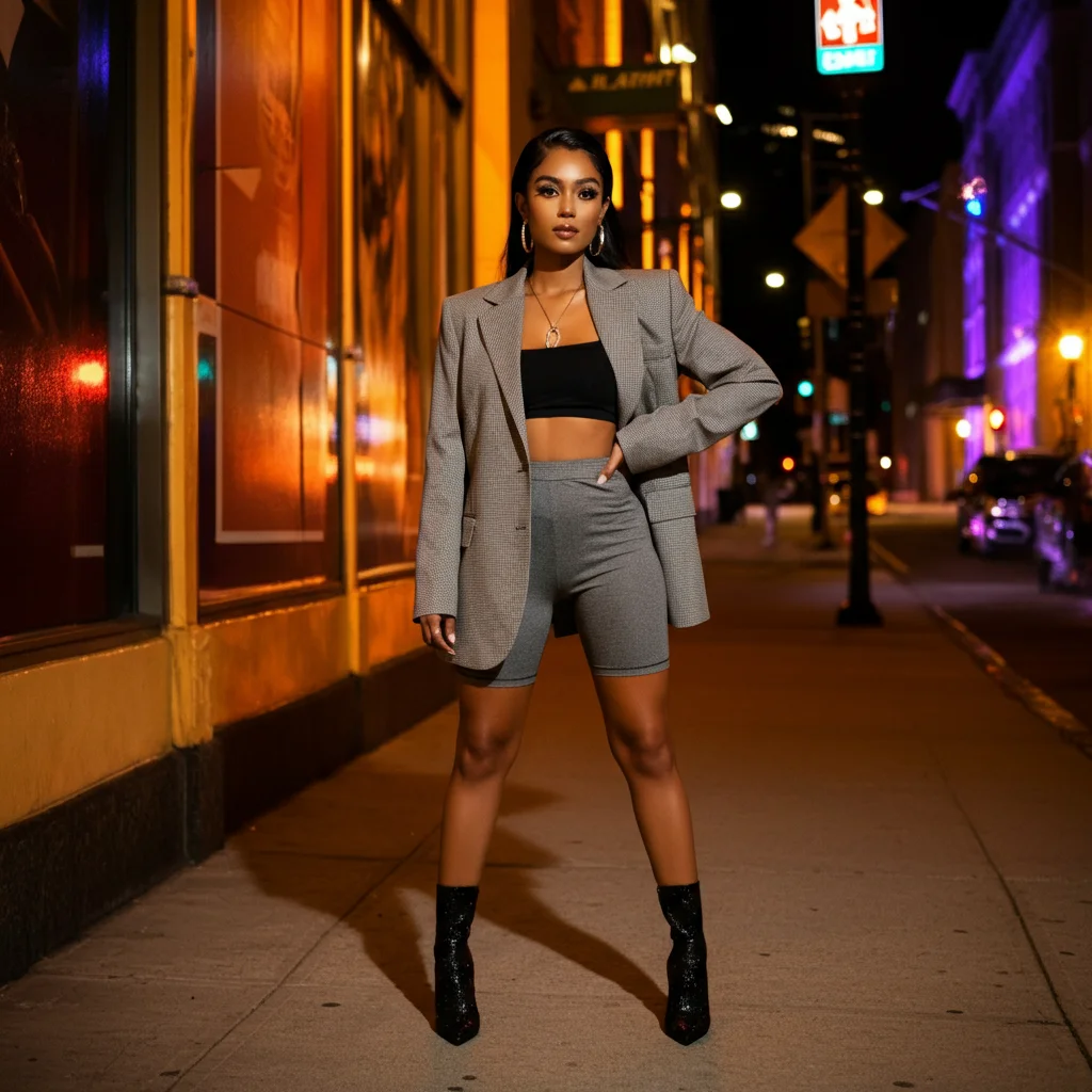 Blazer with Bike Shorts