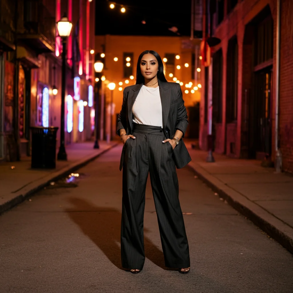Blazer with High-waisted Trousers