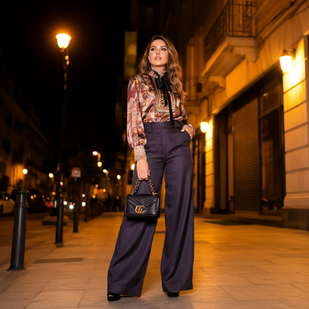 Blouse and Wide-Leg Pants Combo