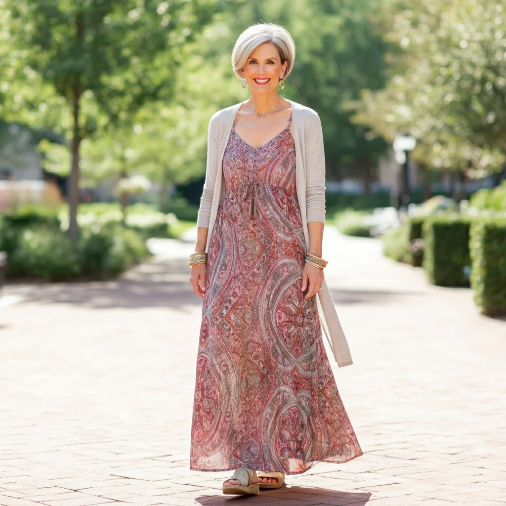 Breezy Maxi Dress with a Light Cardigan