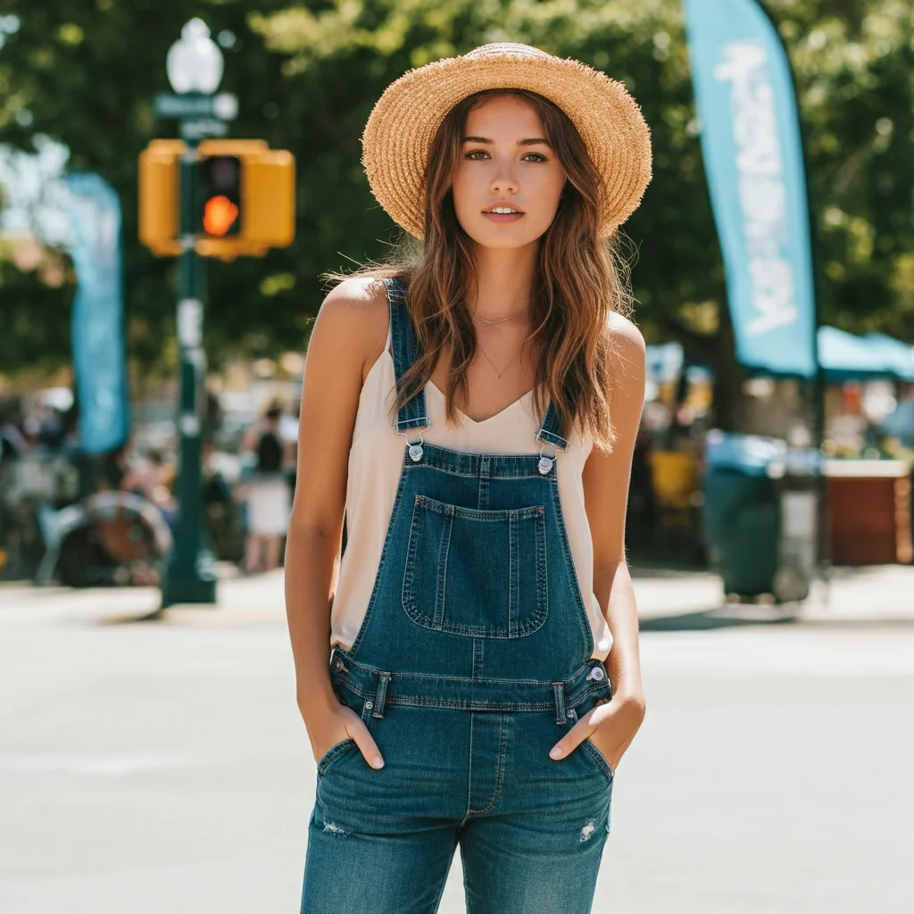 Camisole with Denim Overalls