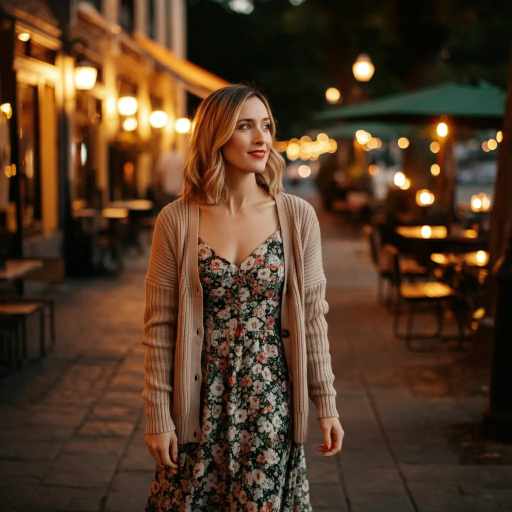 Cardigan with Floral Dress