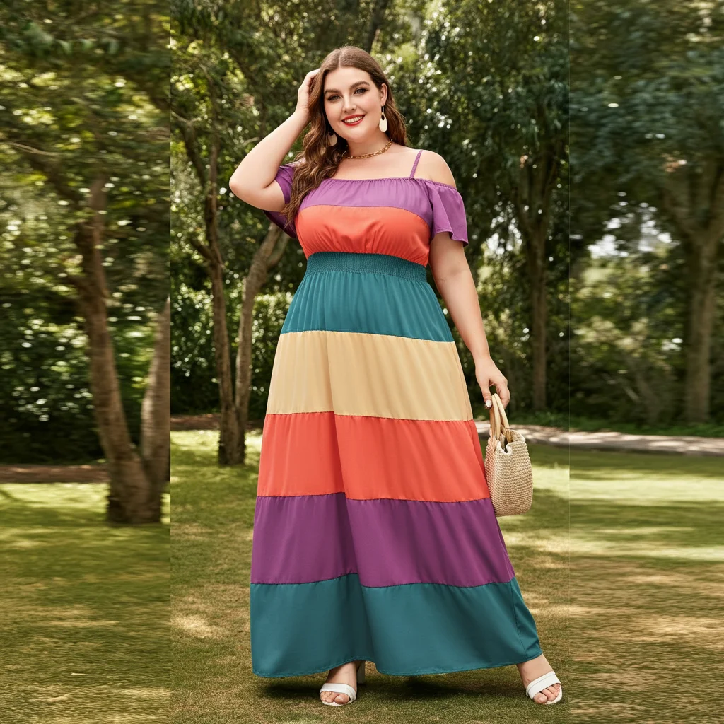 Colorblock Maxi with Elastic Waist