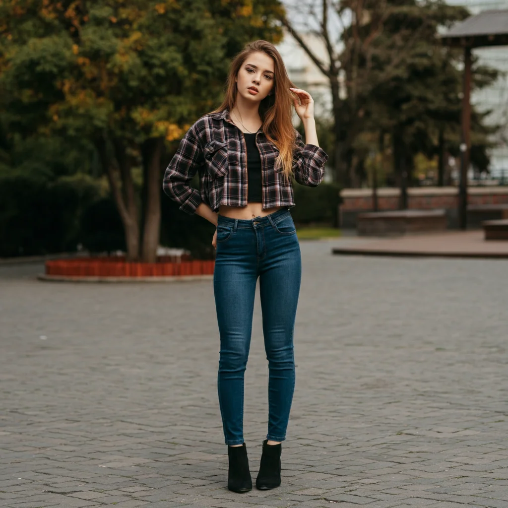 Cropped Flannel and Skinny Jeans