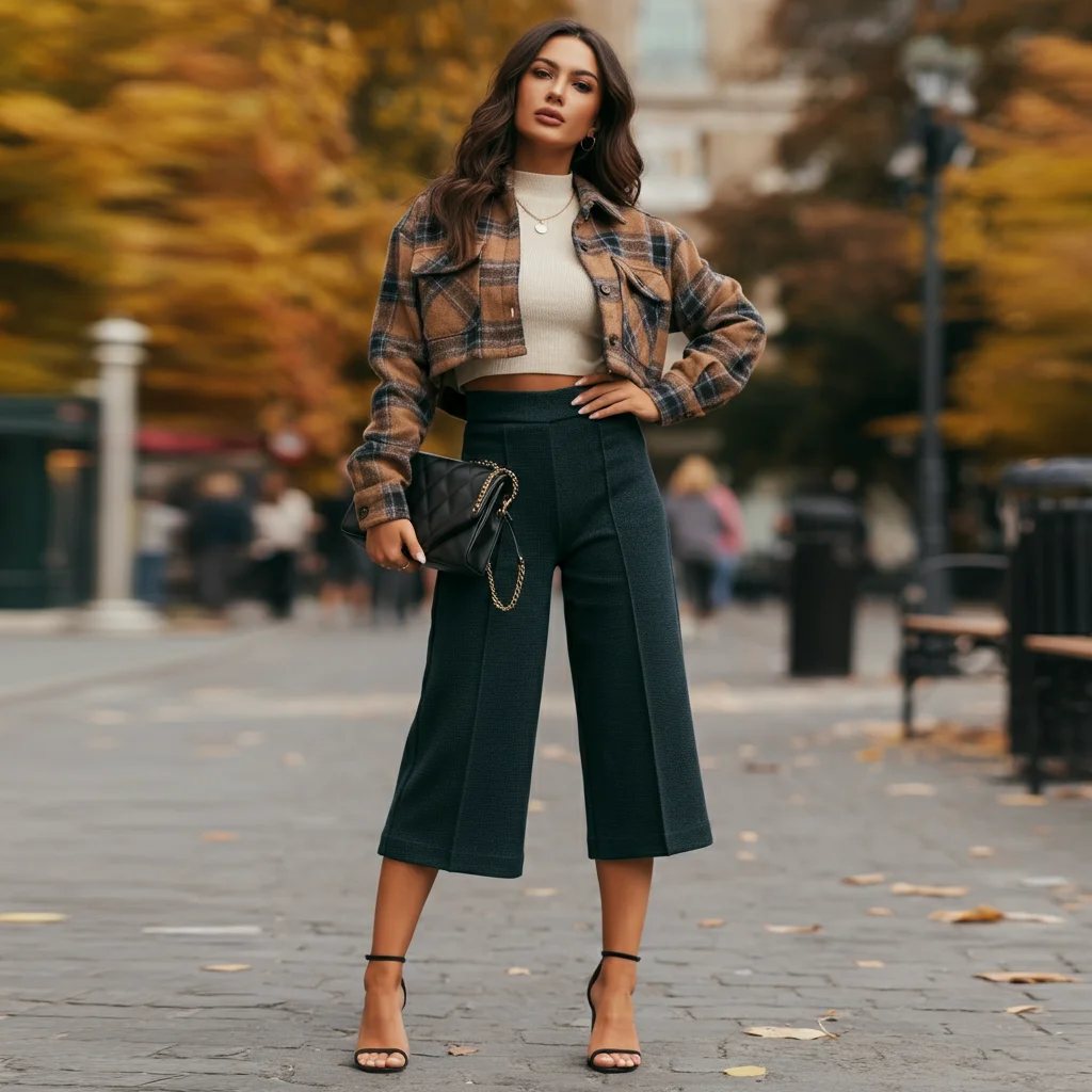 Cropped Flannel with Culottes