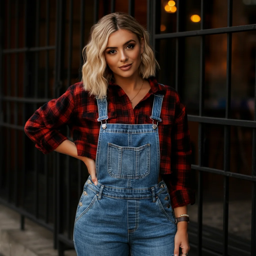 Cropped Flannel with Overalls