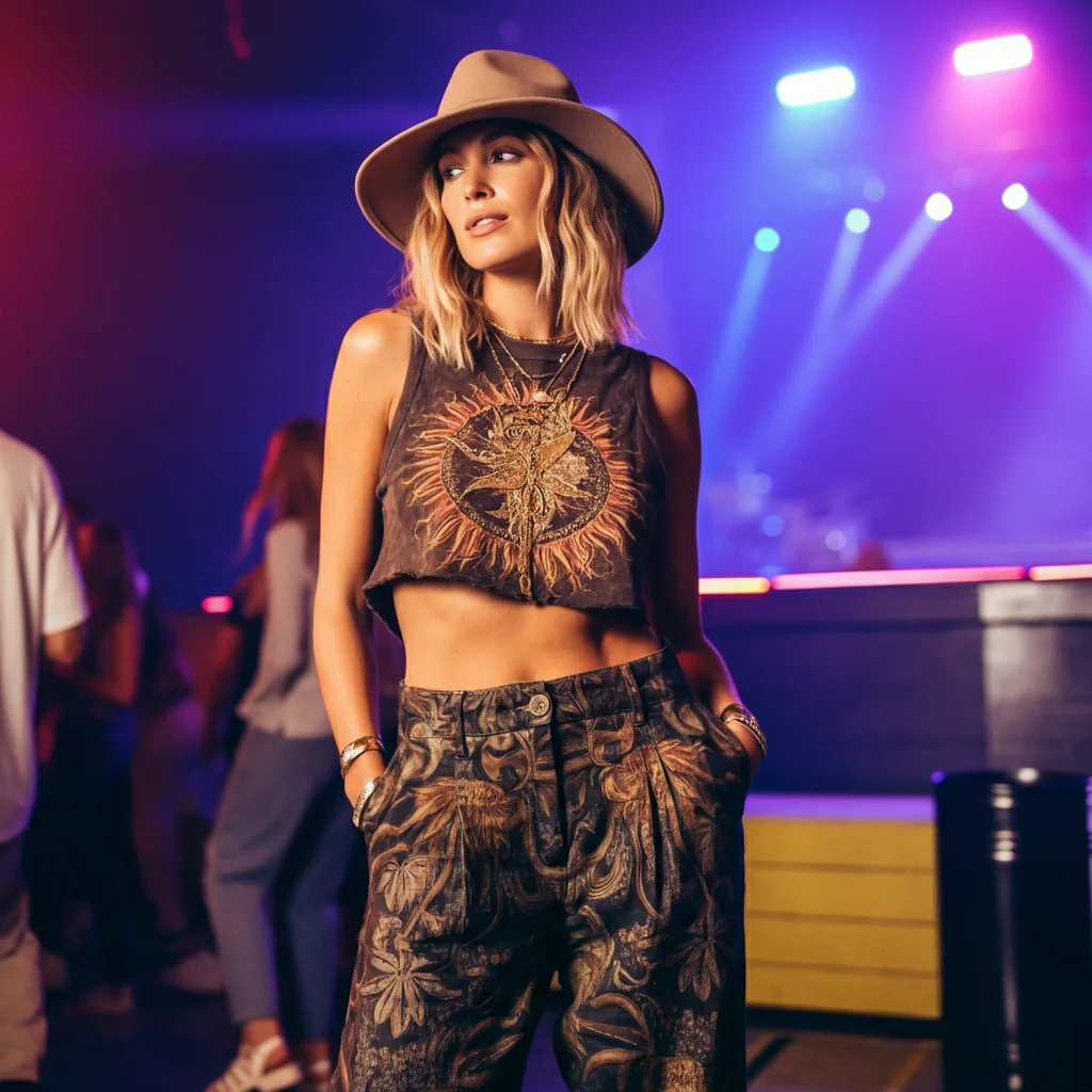 Cropped Tank Top with High-Waisted Pants
