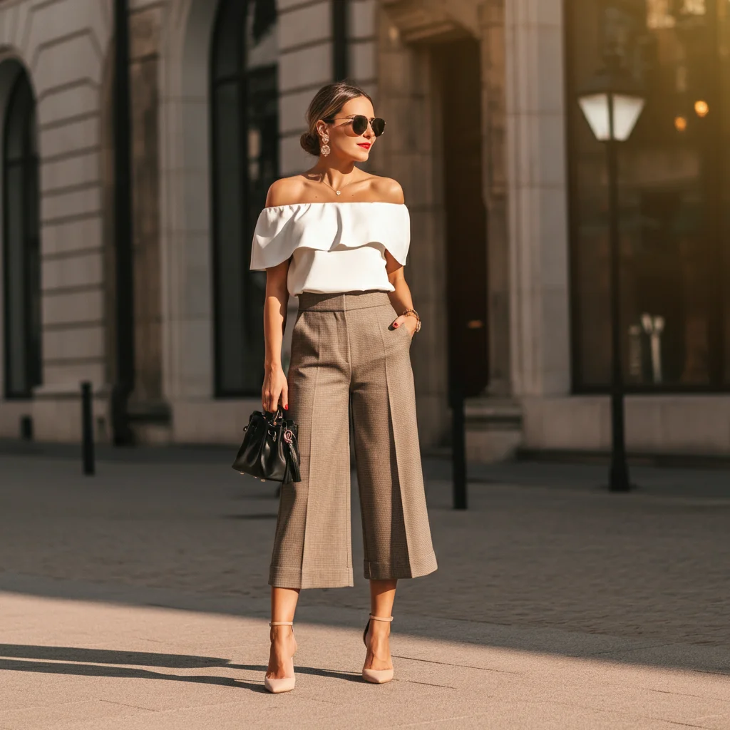 Culottes with Off-the-Shoulder Top