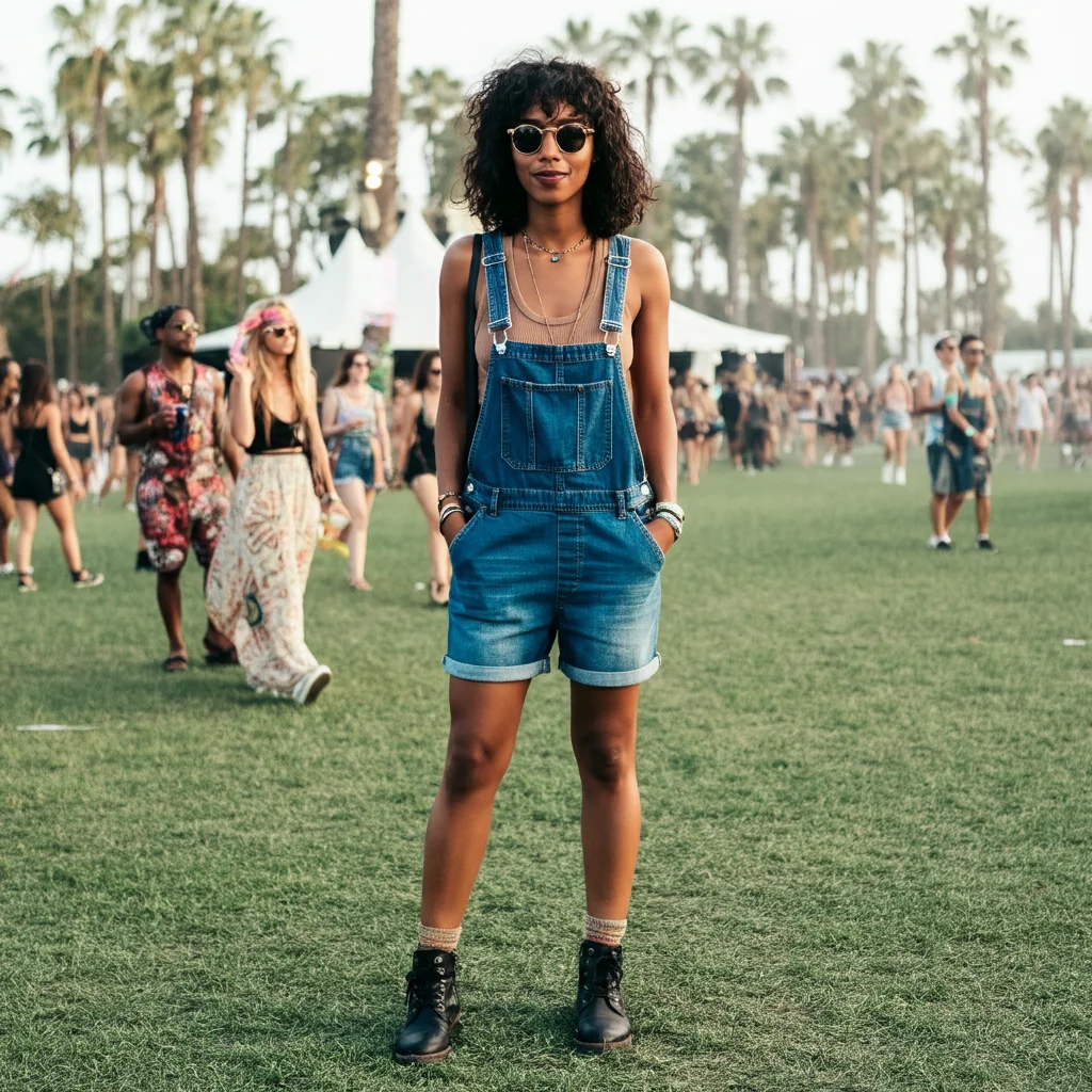 Denim Dungarees with Tank Top