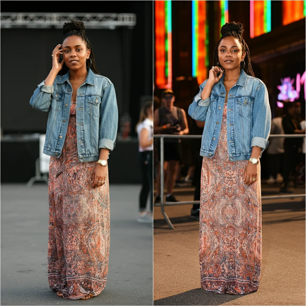 Denim Jacket and Maxi Dress