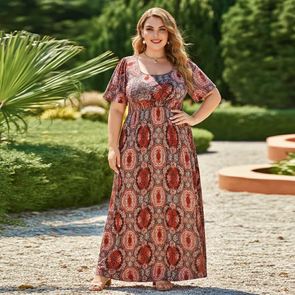 Empire Waist Maxi Dress with Short Sleeves