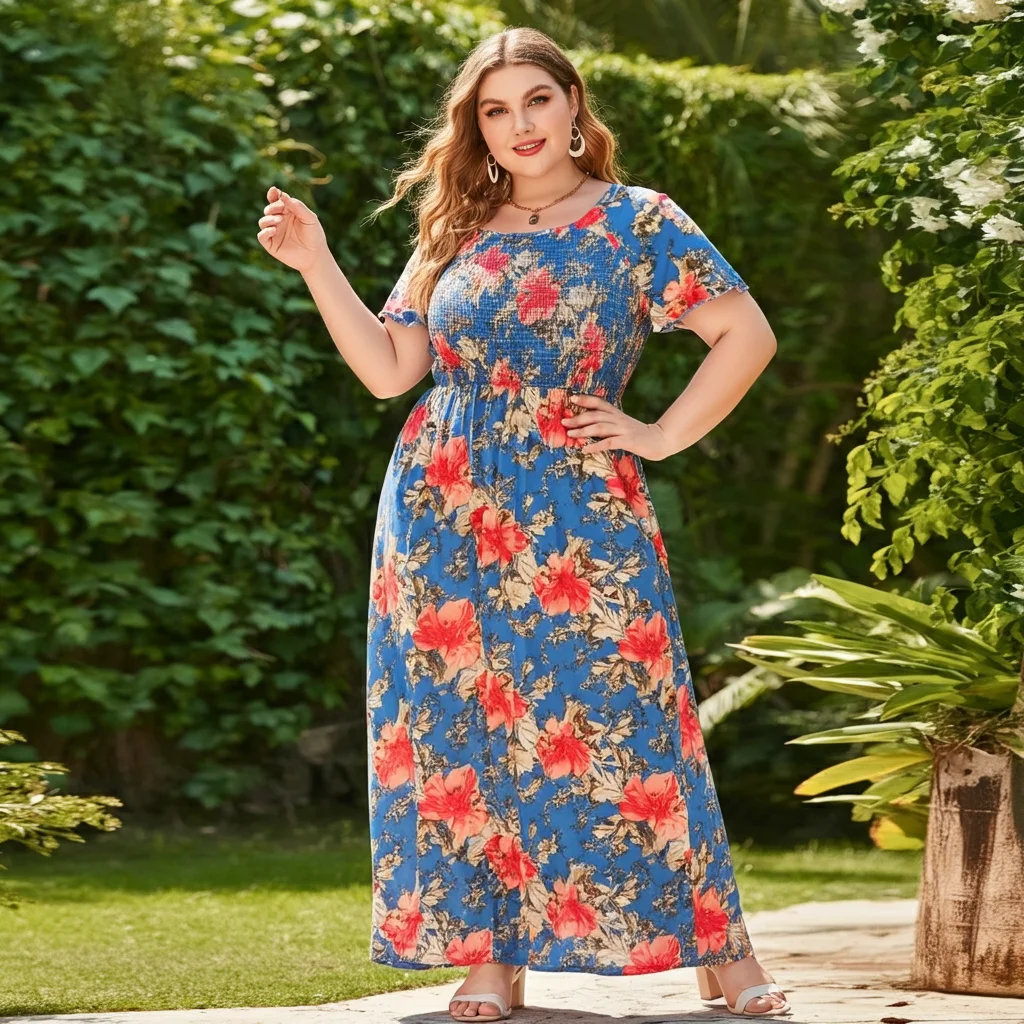 Floral Maxi Dress with Elastic Waist