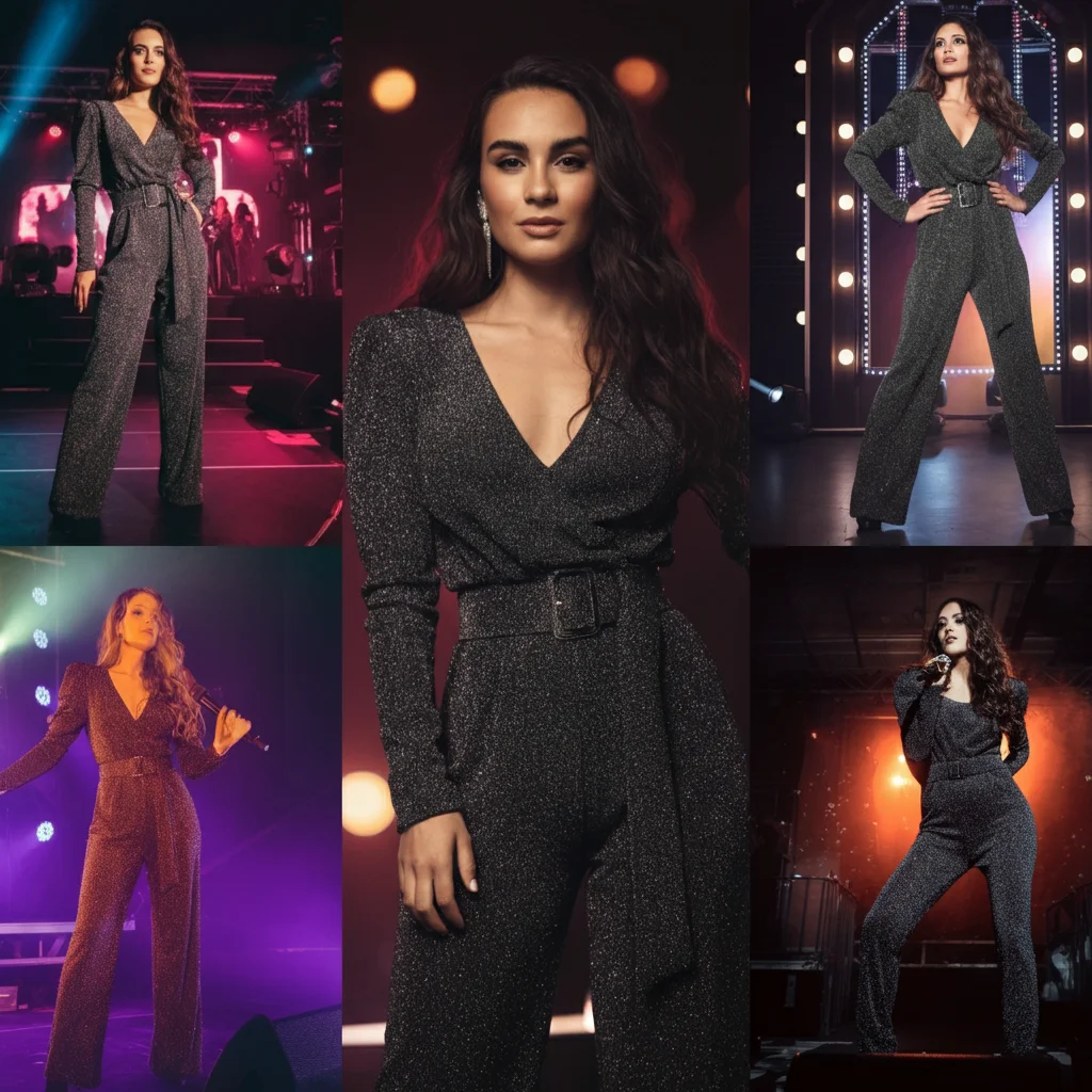 Glitter Jumpsuit with Belt