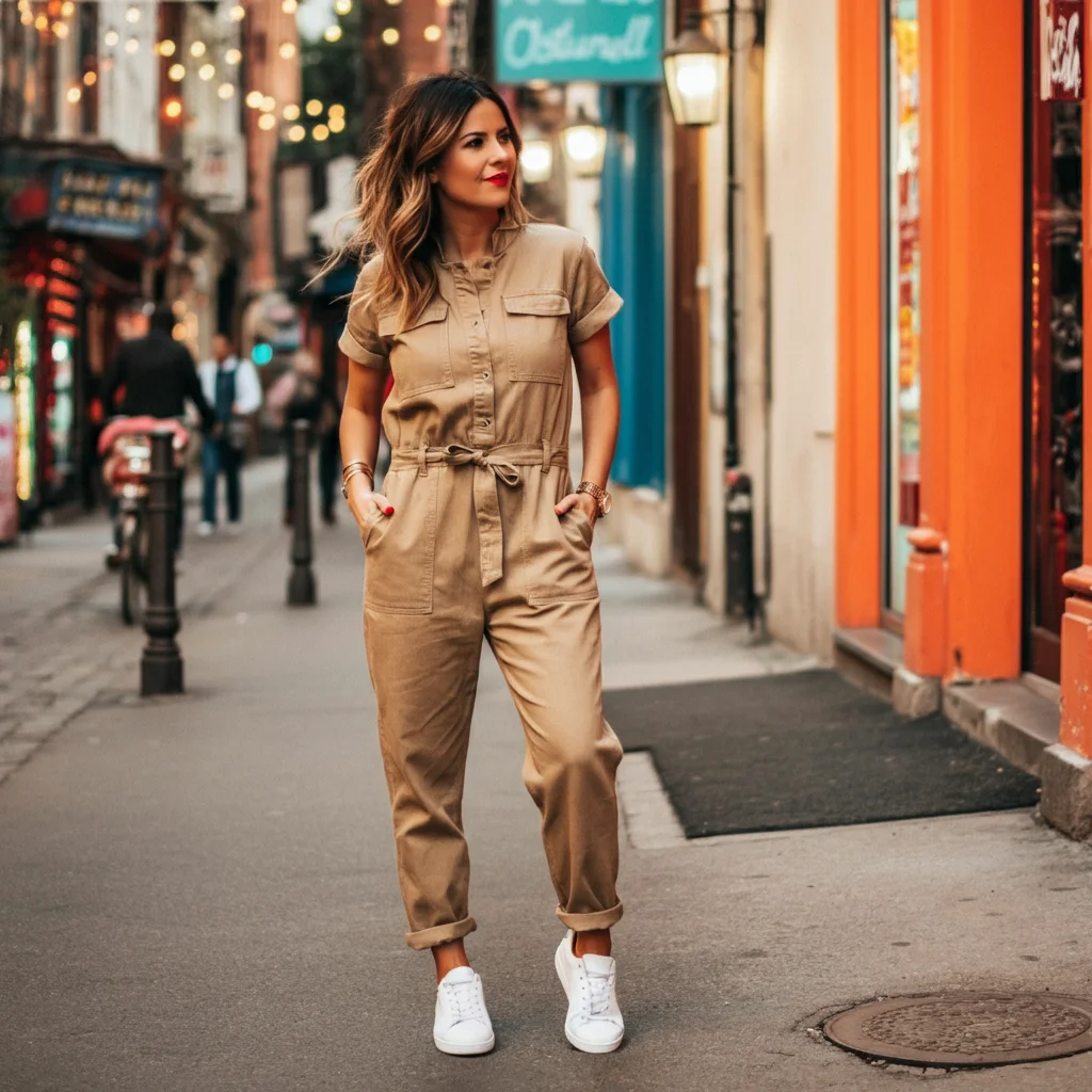 Jumpsuit with White Sneakers