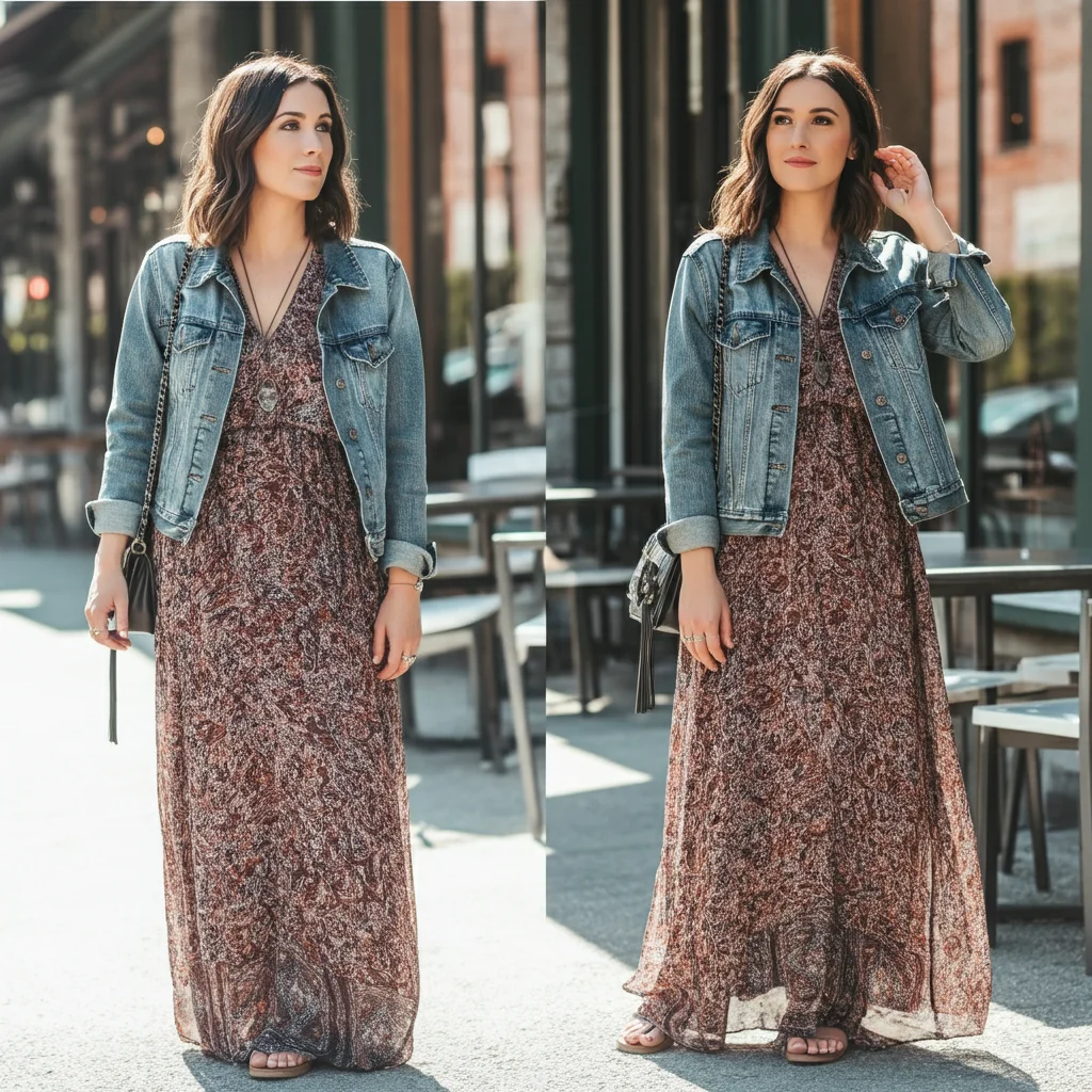 Maxi Dress and Denim Jacket