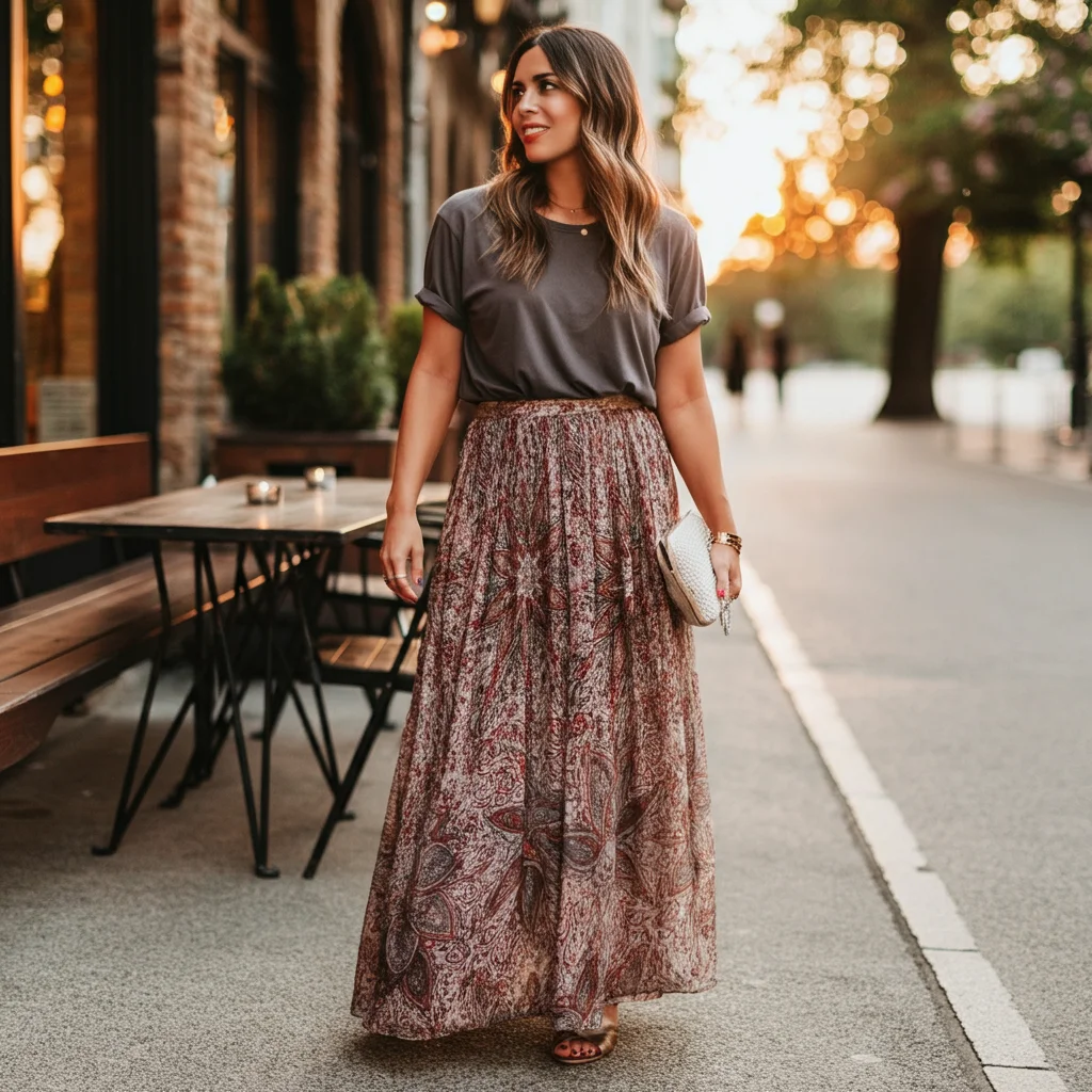 Maxi Skirt with Fitted Tee