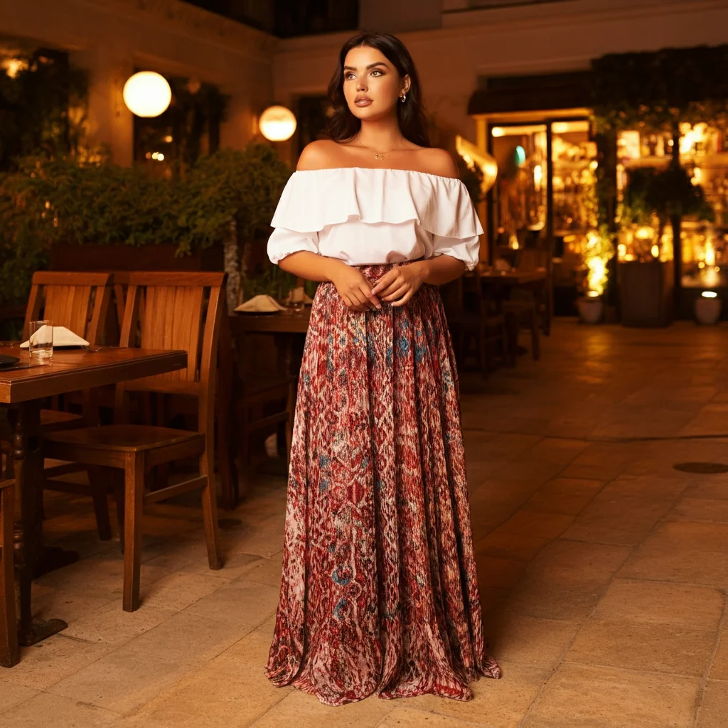 Maxi Skirt with Off-the-shoulder Top