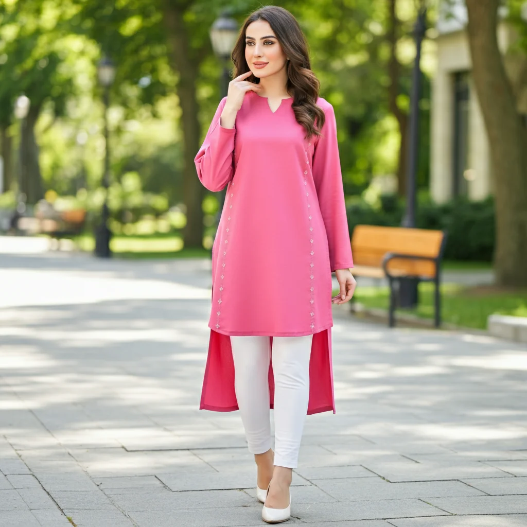 Pink Tunic and White Leggings