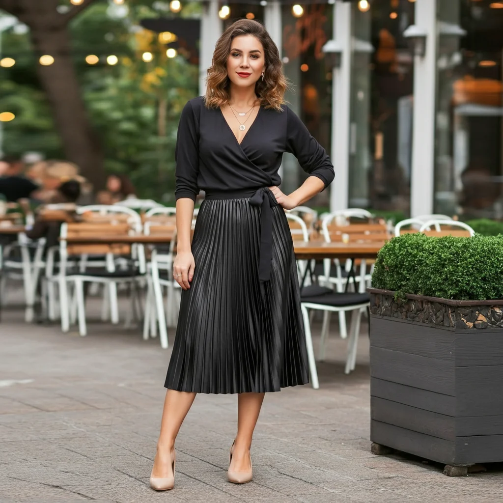 Pleated Skirt with a Wrap Top