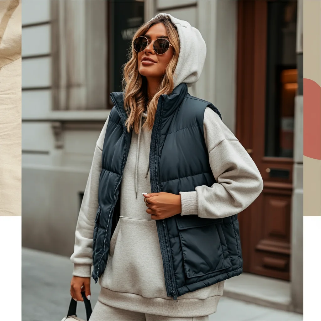 Puffer Vest with Oversized Hoodie