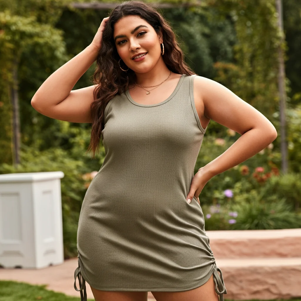 Ribbed Tank Dress with Side Ties