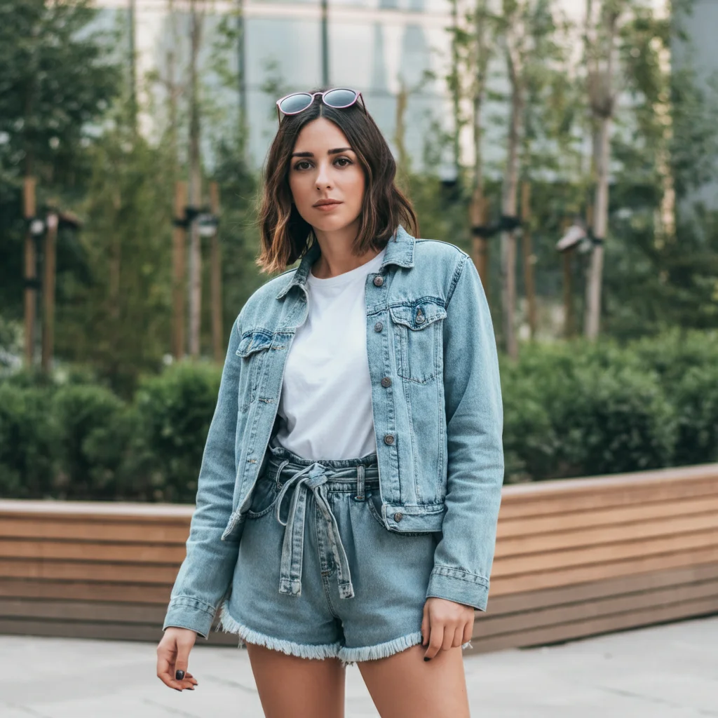 Shorts with Denim Jacket