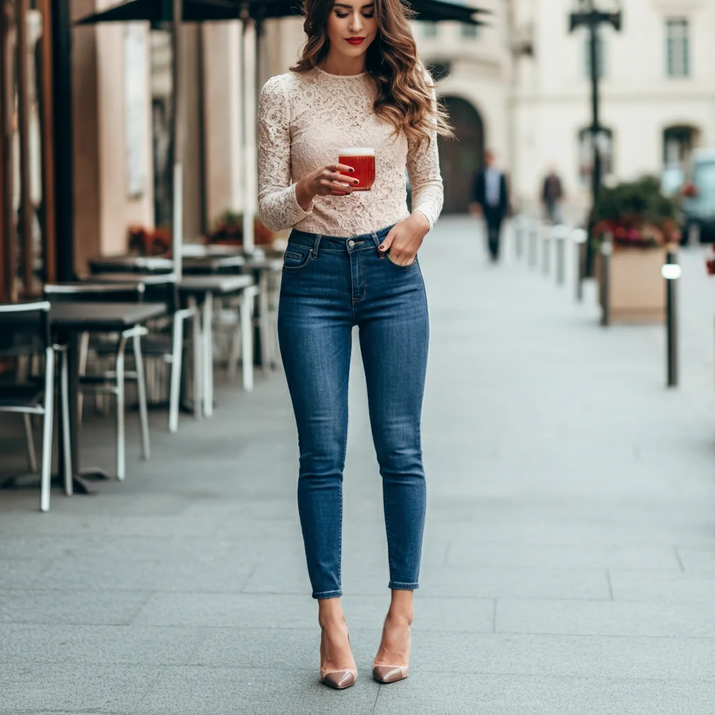 Skinny Jeans and a Lace Top